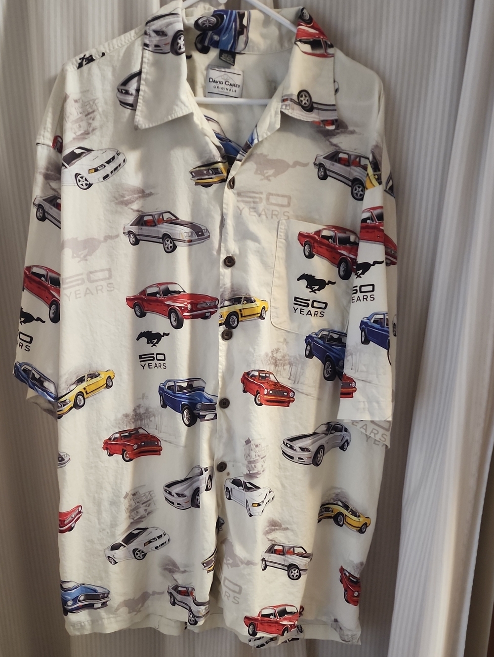 White '50 Years' Classic Car Print Short Sleeve Shirt